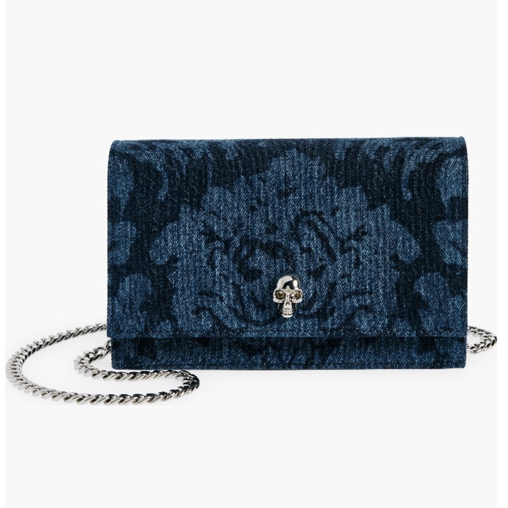 NEW🔥Alexander McQueen Small Skull Denim Shoulder Bag🔥